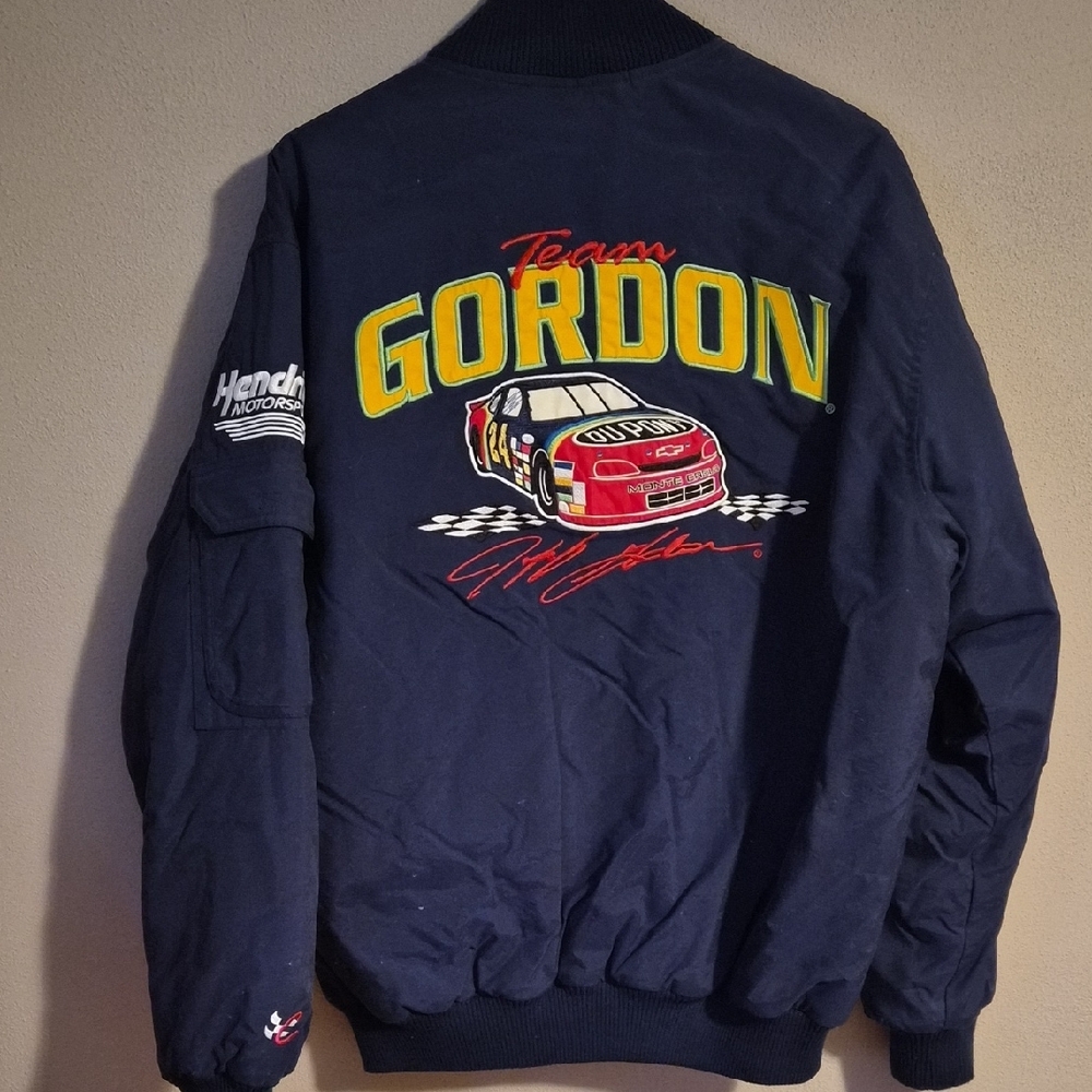 Chase Authentics Jeff Gordon Navy Bomber Jacket with Patches - Picture 7 of 8